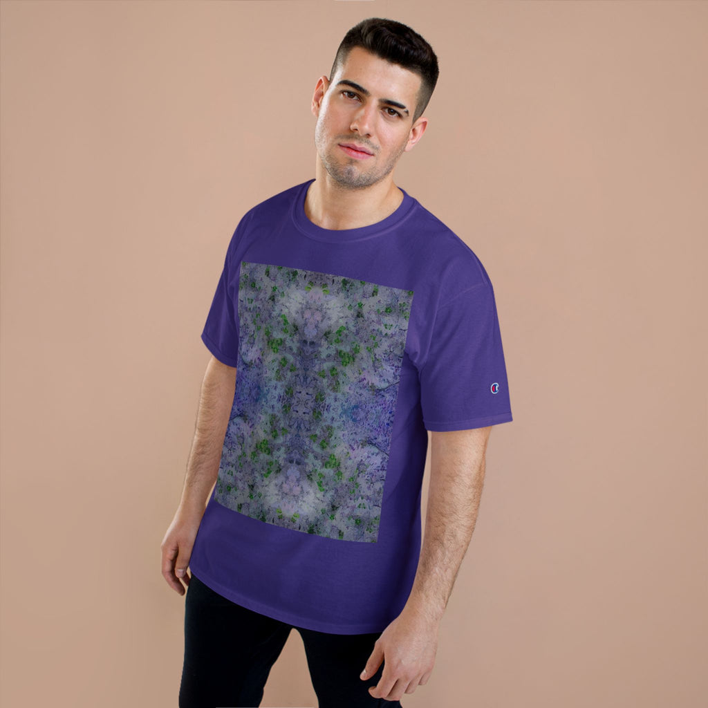 Abstract Floral Kaleidoscope T-Shirt — Purple Green Symmetry Print