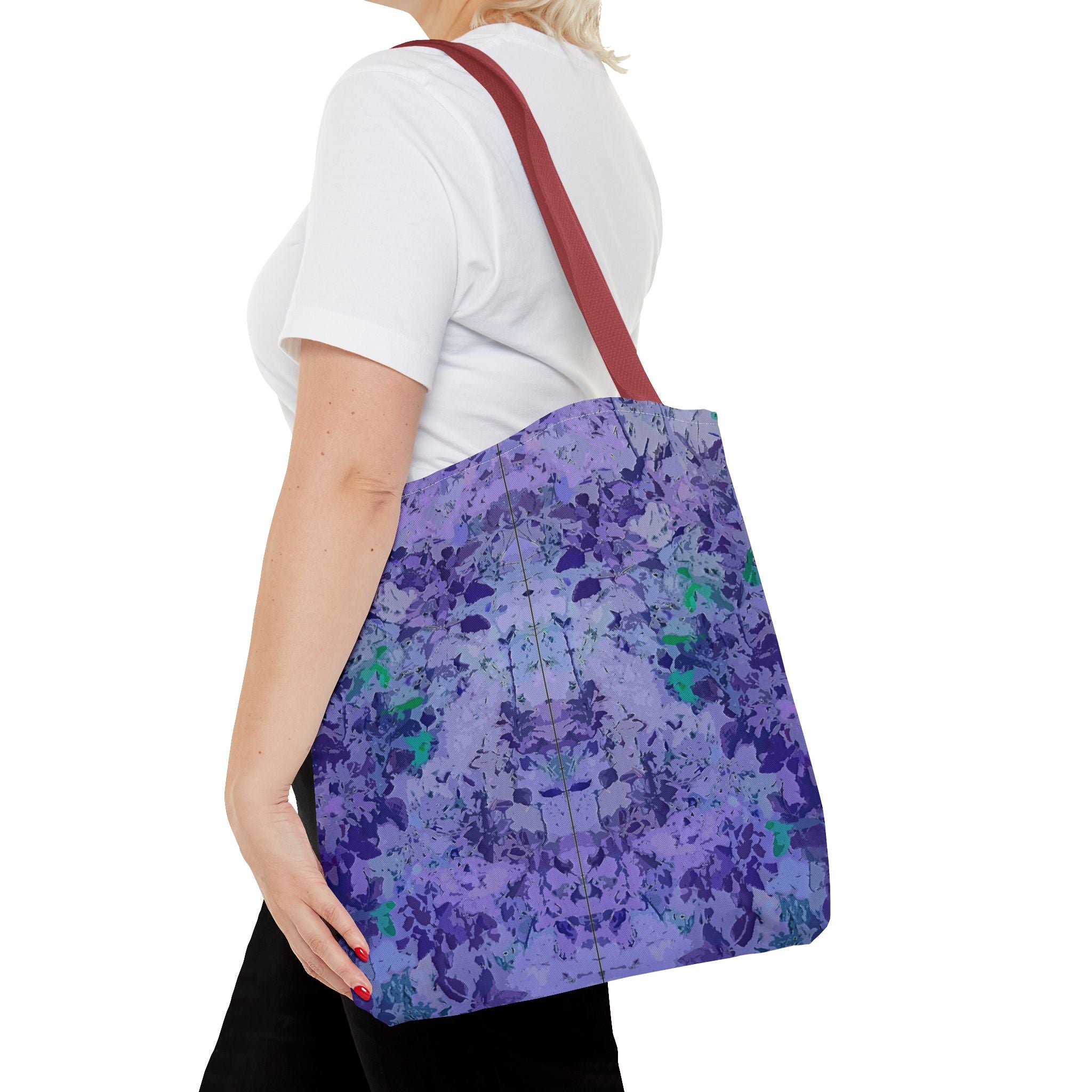 Purple Tie-Dye Tote Bag — Abstract Floral Pattern All-Over Print