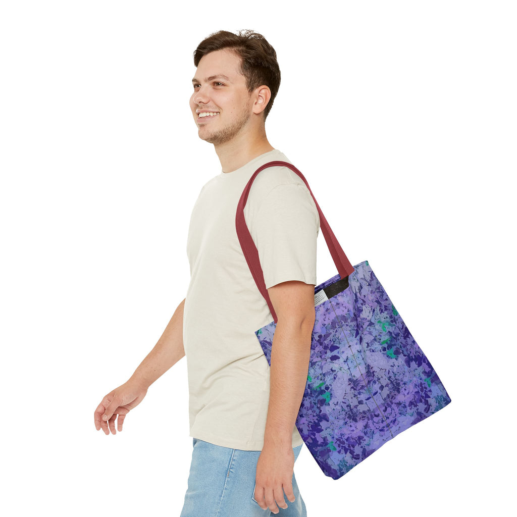 Purple Tie-Dye Tote Bag — Abstract Floral Pattern All-Over Print