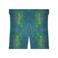 Floral Glow Biker Shorts — Green Neon Flower Pattern