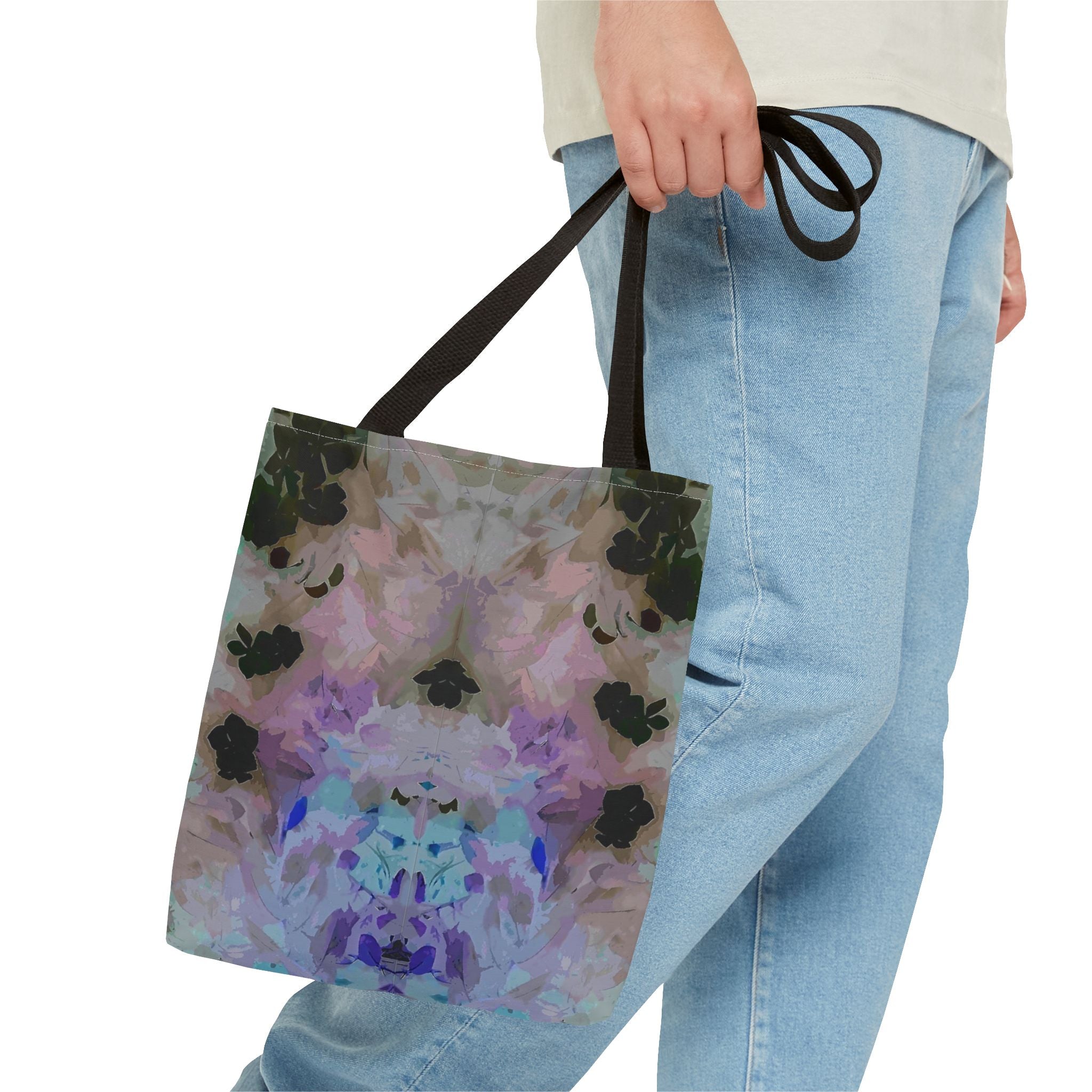 Floral Watercolor Mirror-Print Tote Bag — Pastel Bloom All-Over Print