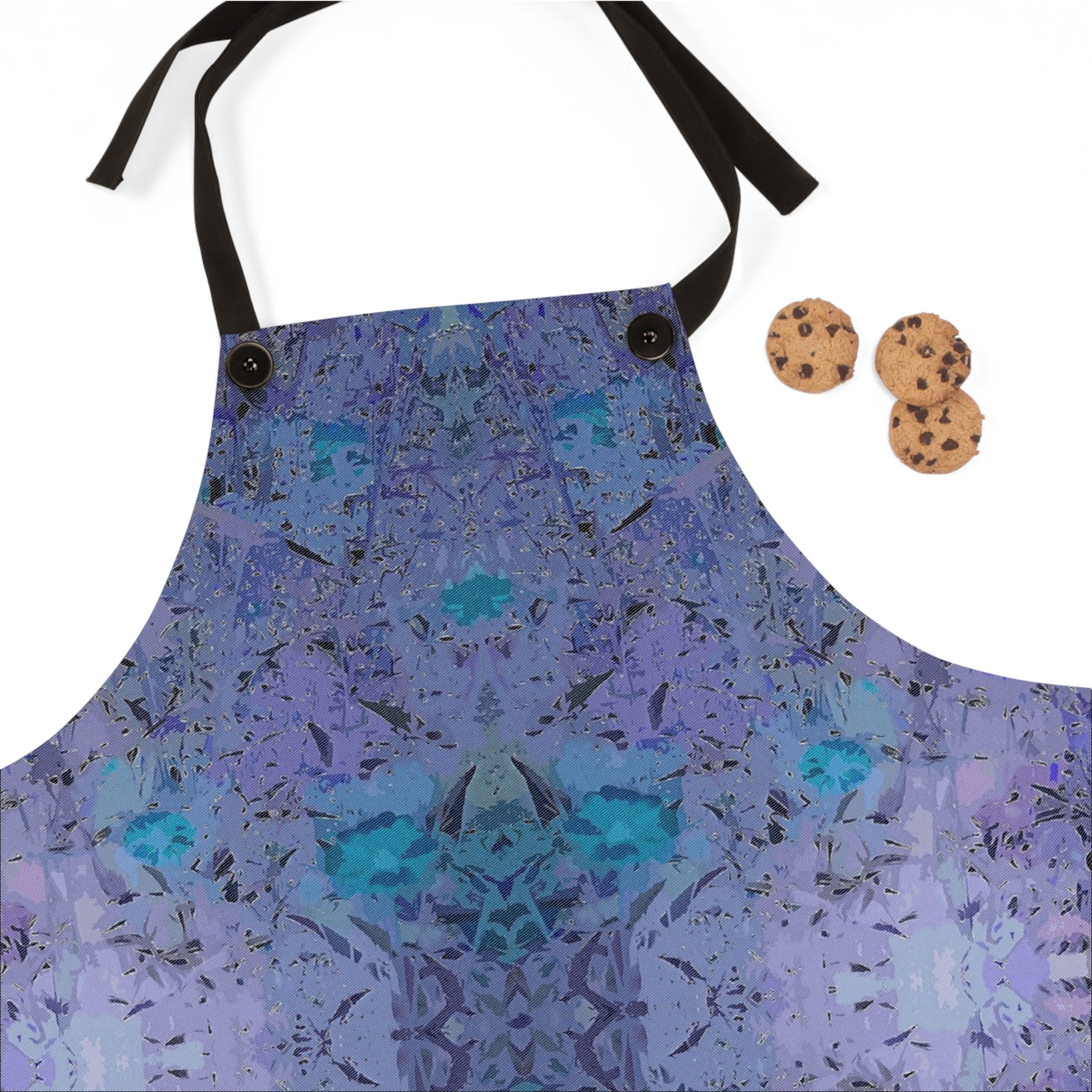 Blue Violet Kaleidoscope Apron — Artistic Watercolor Kitchen Apron for Baking & Cooking