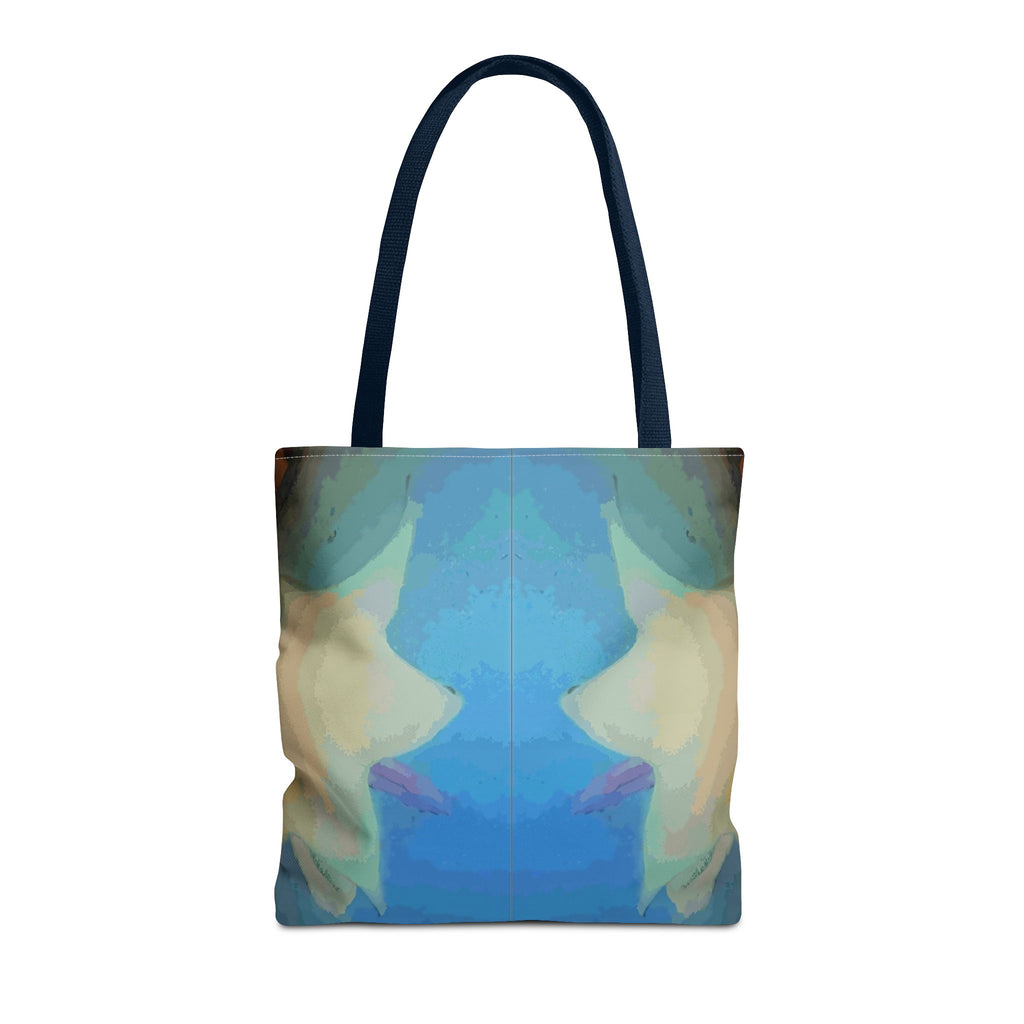 Abstract Blue Mirror Tote Bag – Artistic All-Over Print Beach & Everyday Tote