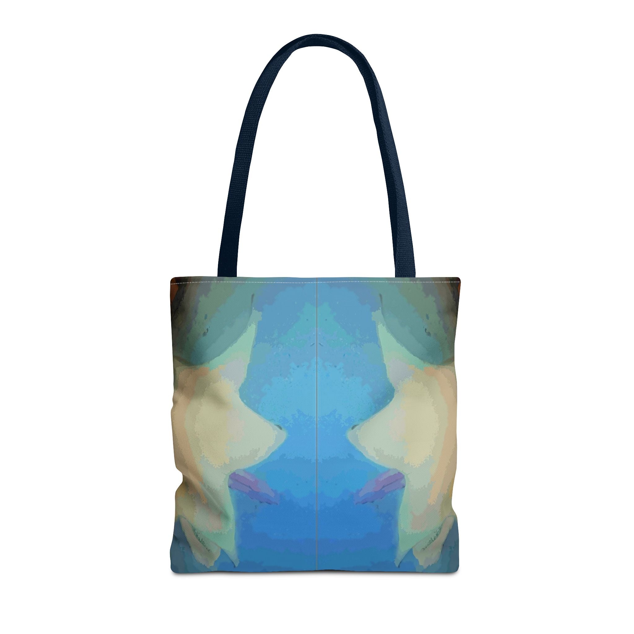 Abstract Blue Mirror Tote Bag – Artistic All-Over Print Beach & Everyday Tote