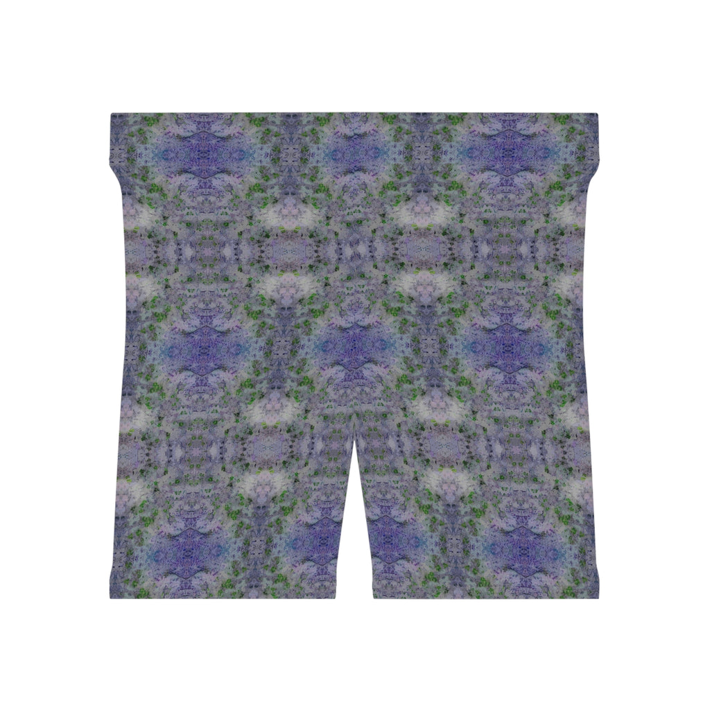 Floral Kaleidoscope Women's Biker Shorts — Purple Patterned Activewear