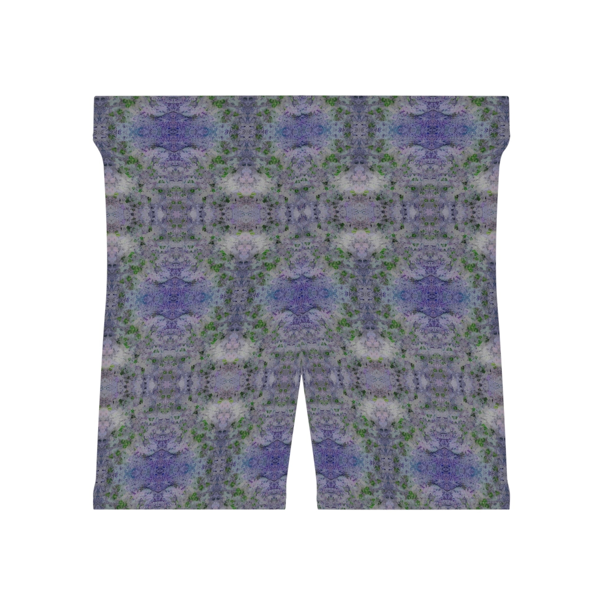Floral Kaleidoscope Women's Biker Shorts — Purple Patterned Activewear