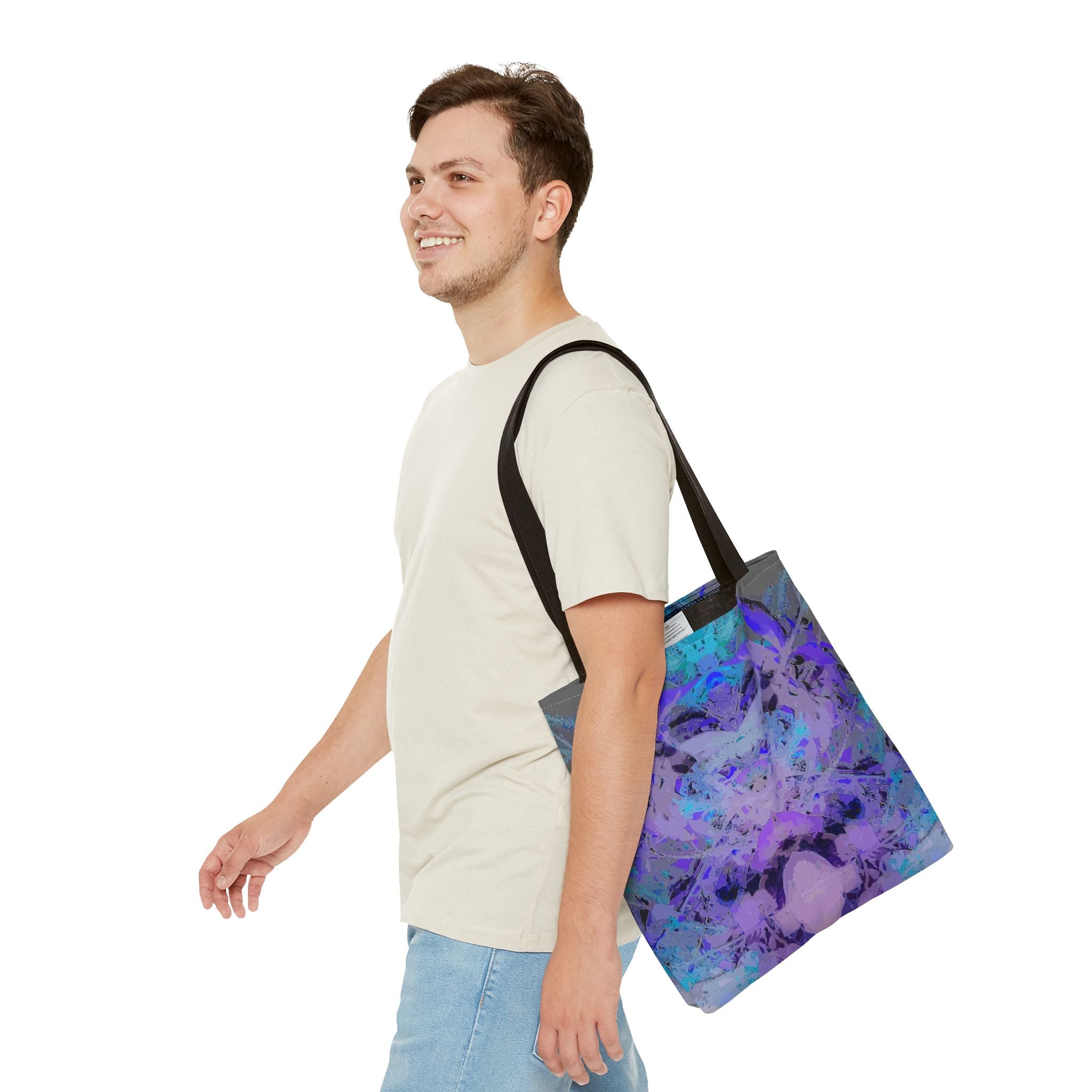 Abstract Purple Blue Mandala Tote Bag — Psychedelic Art AOP Carryall