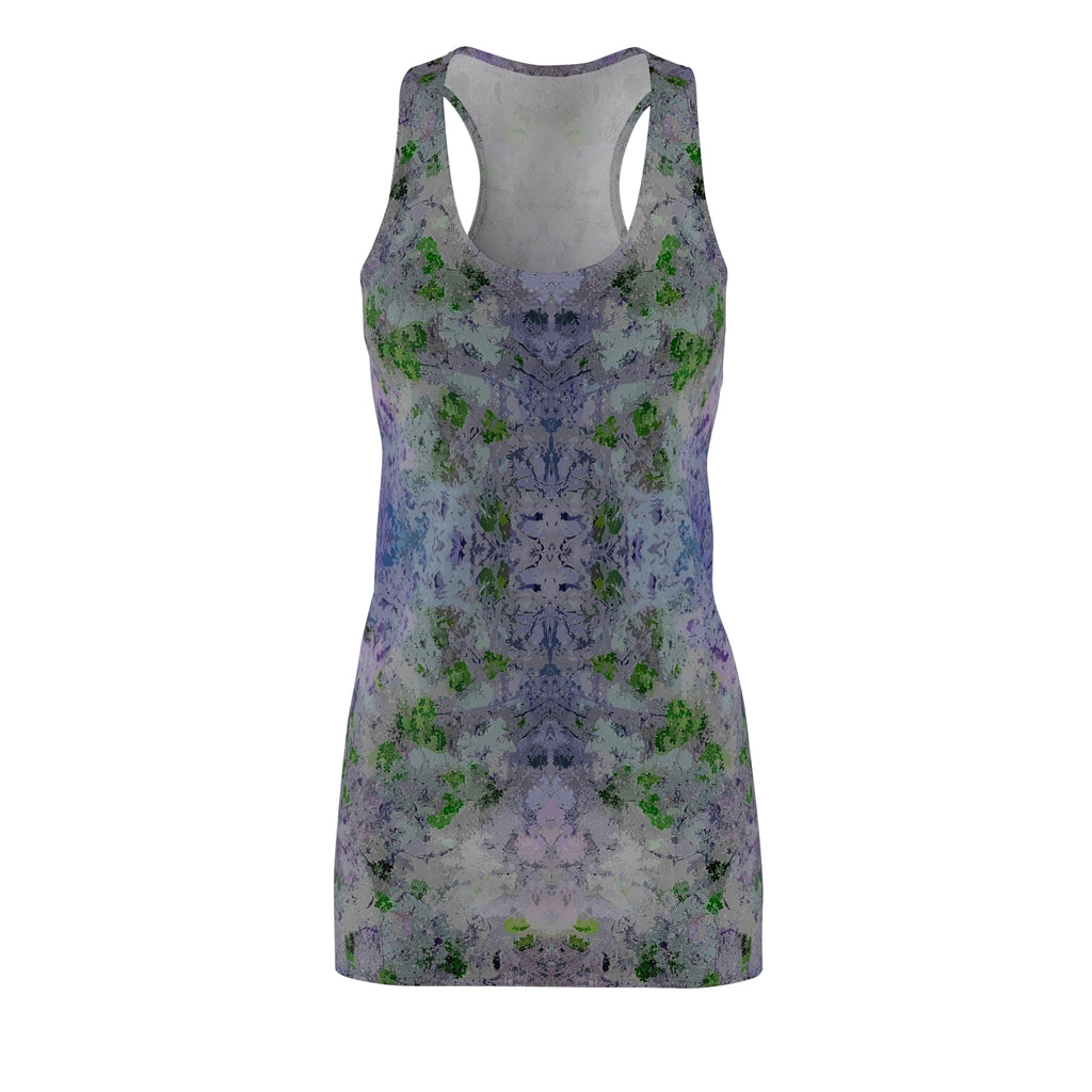 Floral Watercolor Racerback Dress — Lavender Green Tie-Dye All-Over Print