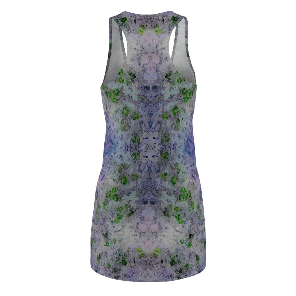 Floral Watercolor Racerback Dress — Lavender Green Tie-Dye All-Over Print