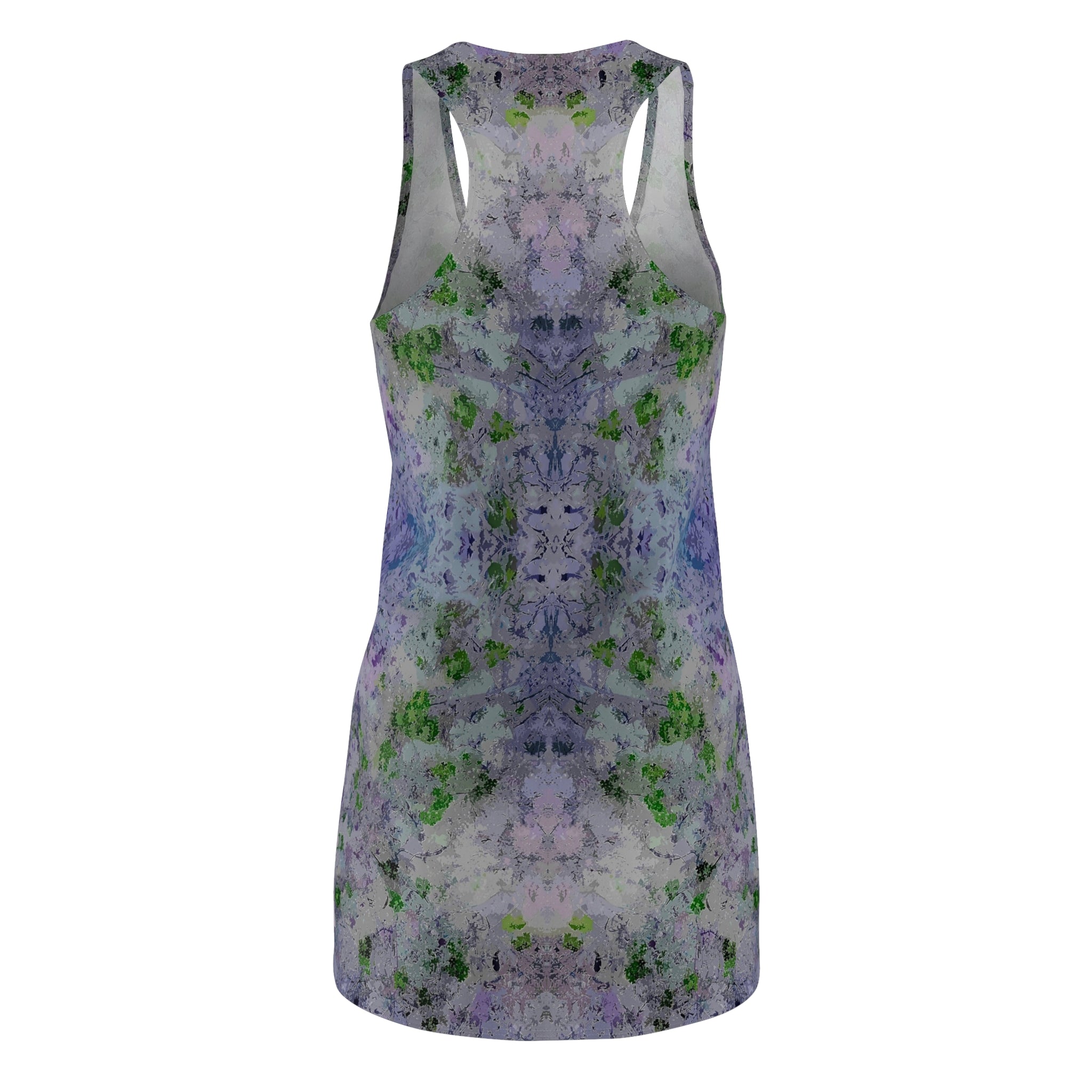 Floral Watercolor Racerback Dress — Lavender Green Tie-Dye All-Over Print