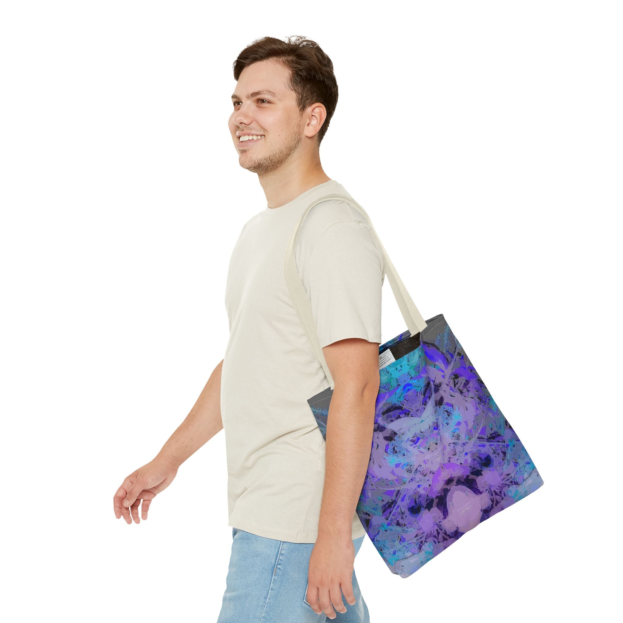 Abstract Purple Blue Mandala Tote Bag — Psychedelic Art AOP Carryall