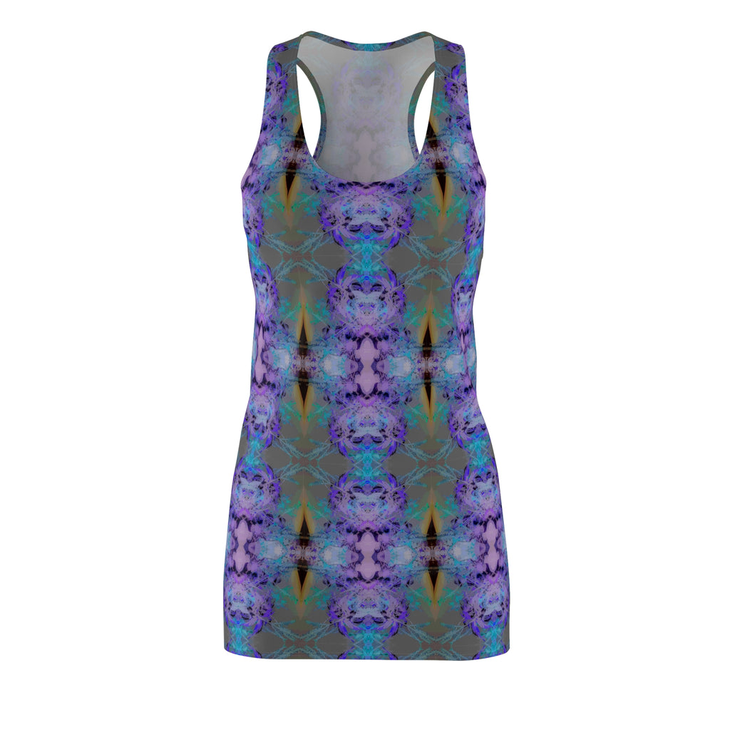 Kaleidoscope Floral Racerback Dress — Violet Blue All-Over Print