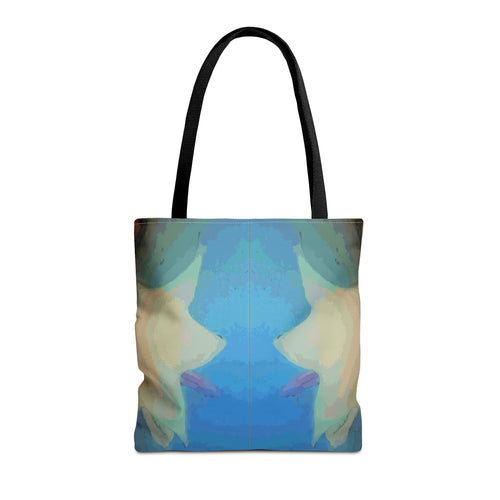 Abstract Blue Mirror Tote Bag – Artistic All-Over Print Beach & Everyday Tote