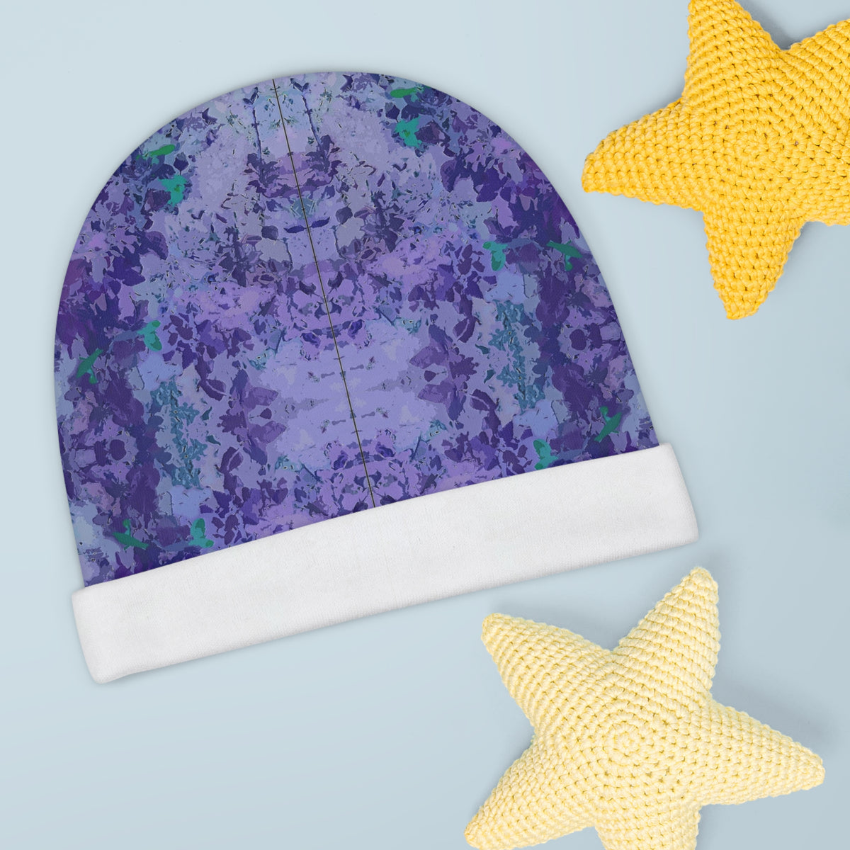 Purple Watercolor Floral Baby Beanie