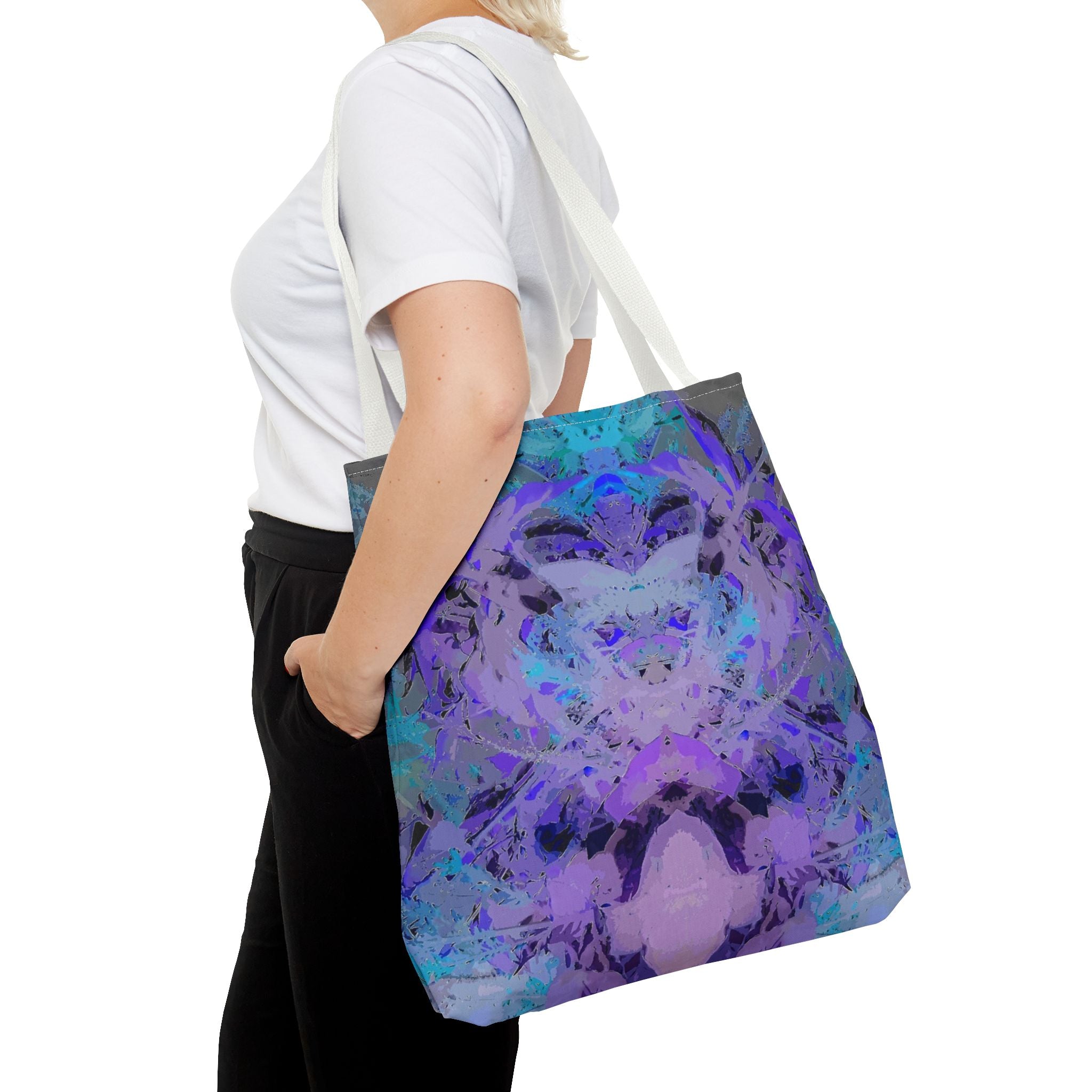 Abstract Purple Blue Mandala Tote Bag — Psychedelic Art AOP Carryall