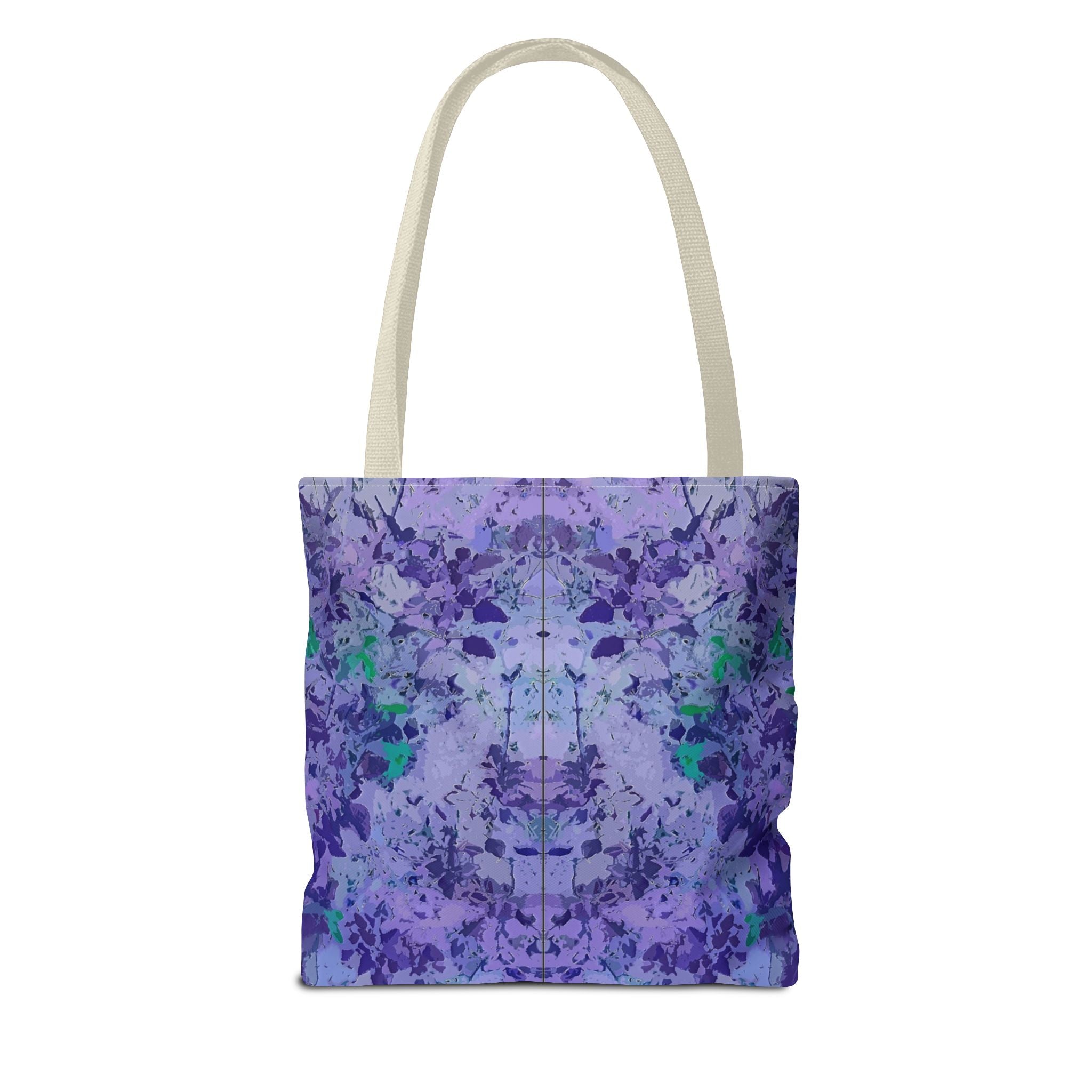 Purple Tie-Dye Tote Bag — Abstract Floral Pattern All-Over Print