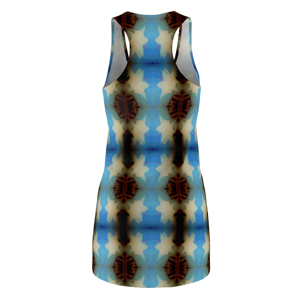 Kaleidoscope Racerback Dress — Blue Brown Geometric AOP
