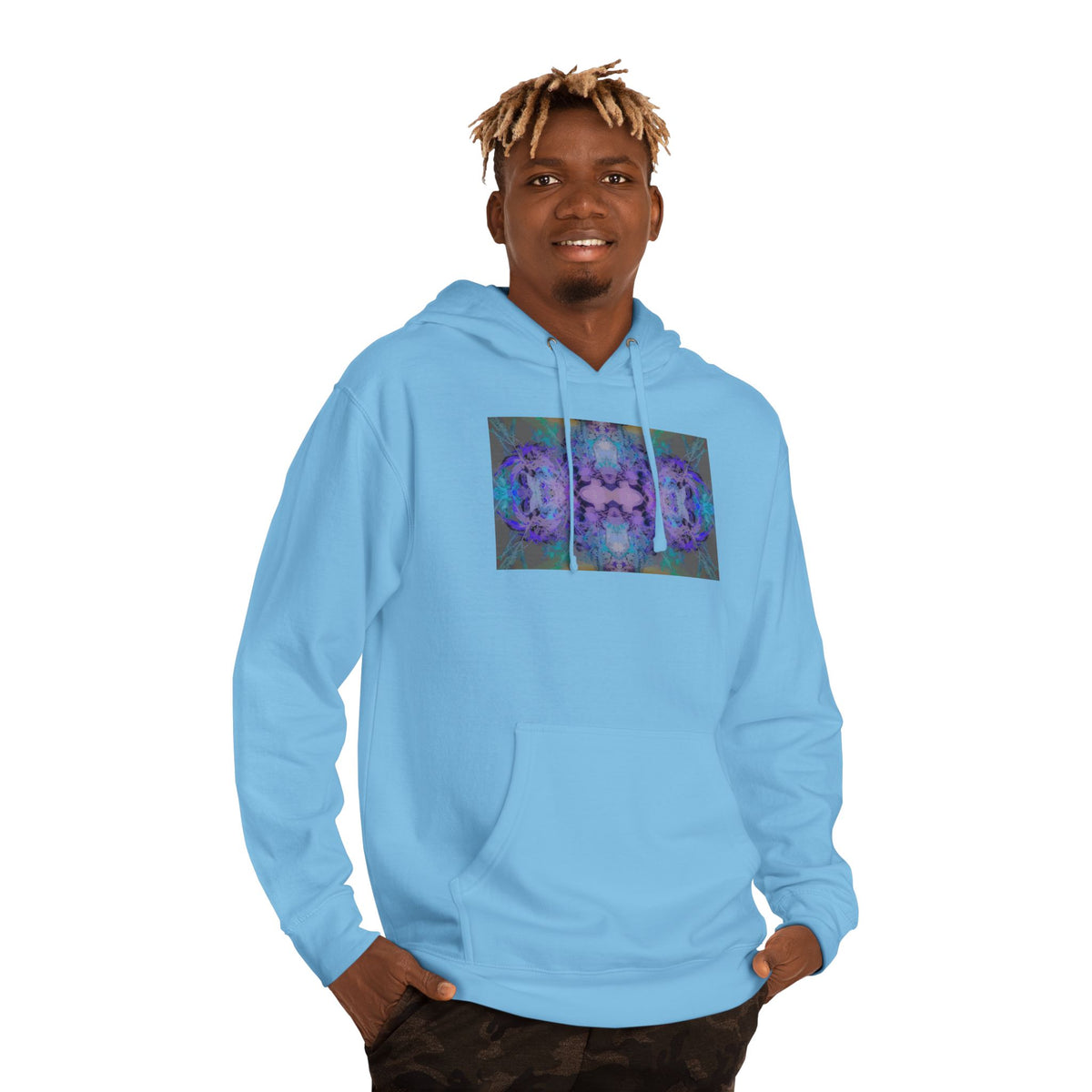 Psychedelic Kaleidoscope Hoodie — Abstract Purple Blue Art Sweatshirt
