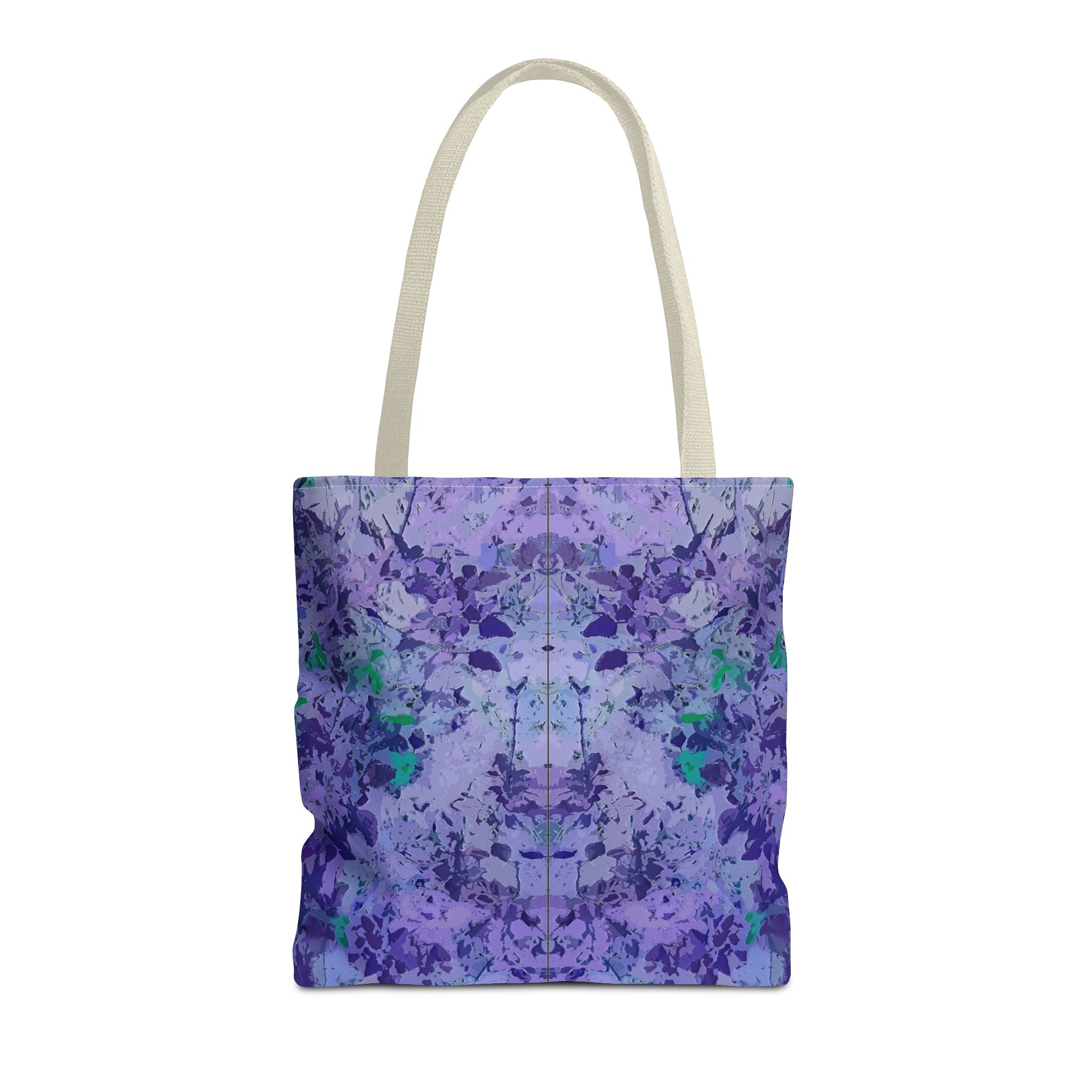 Purple Tie-Dye Tote Bag — Abstract Floral Pattern All-Over Print