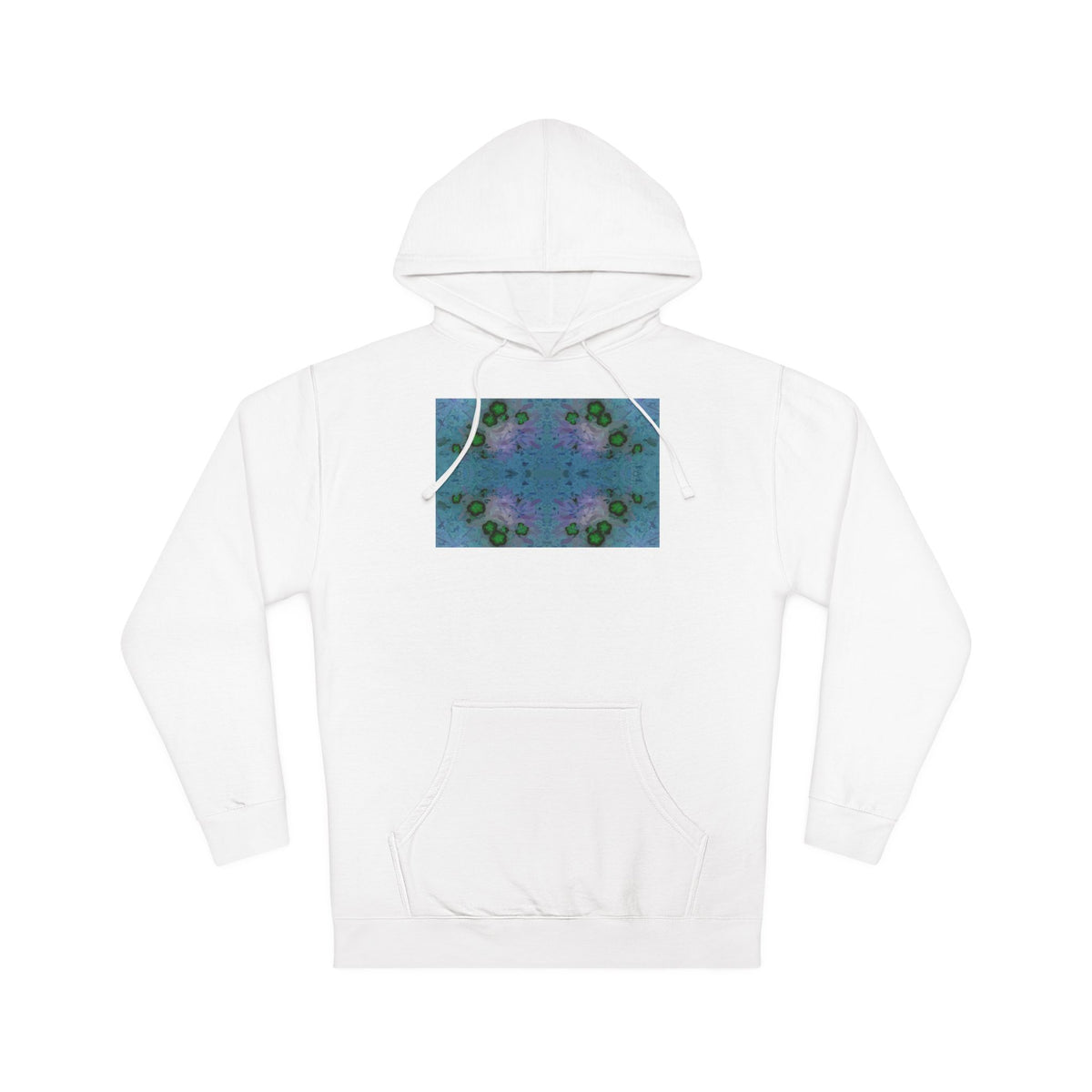 Kaleidoscope Floral Hoodie — Abstract Blue Green Pattern Pullover