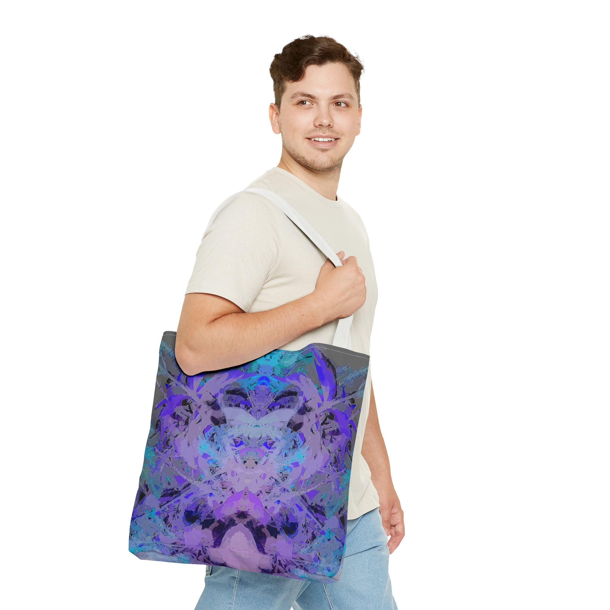 Abstract Purple Blue Mandala Tote Bag — Psychedelic Art AOP Carryall