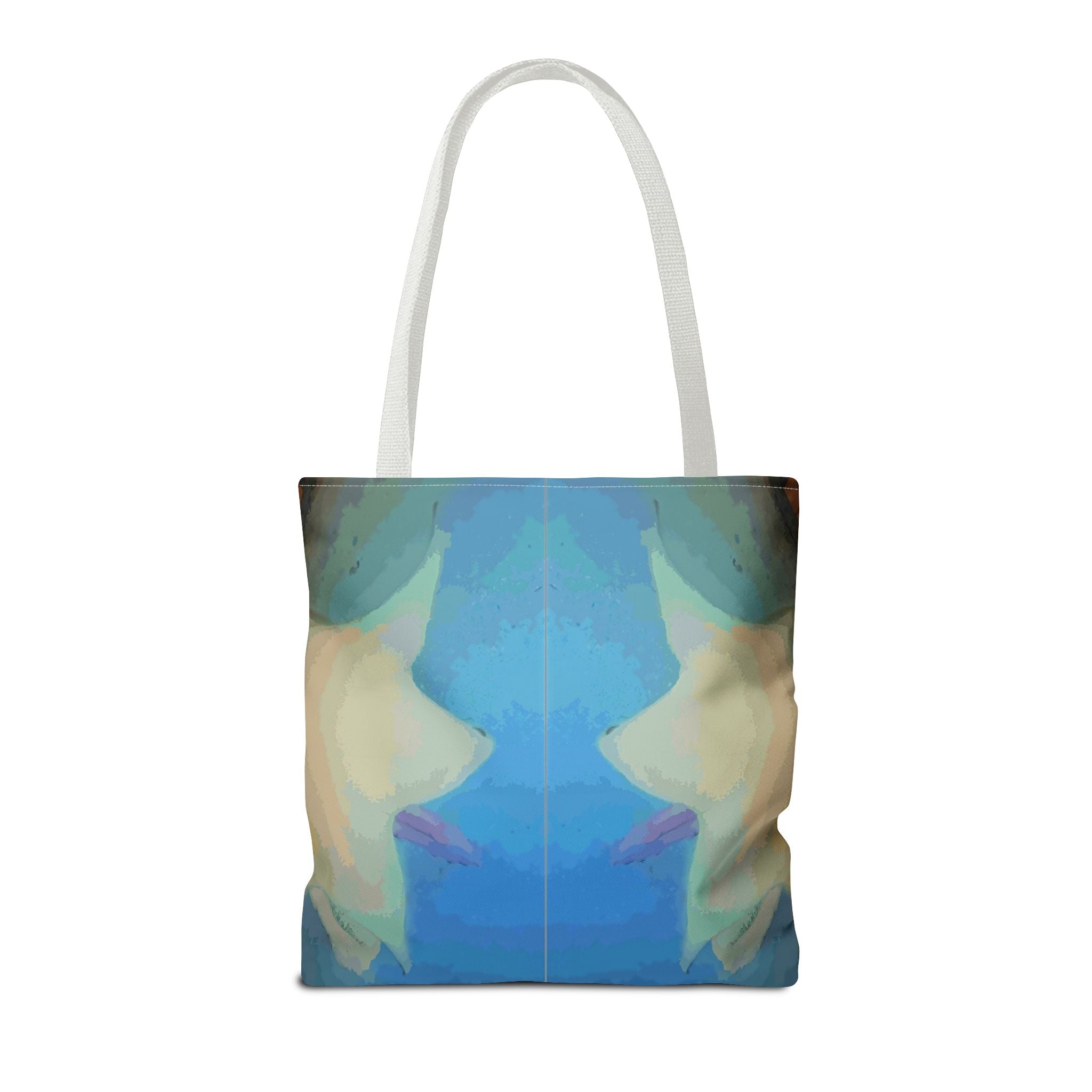 Abstract Blue Mirror Tote Bag – Artistic All-Over Print Beach & Everyday Tote