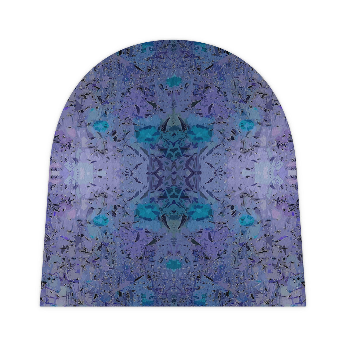 Purple Teal Kaleidoscope Baby Beanie - Soft All-Over Print Newborn Hat
