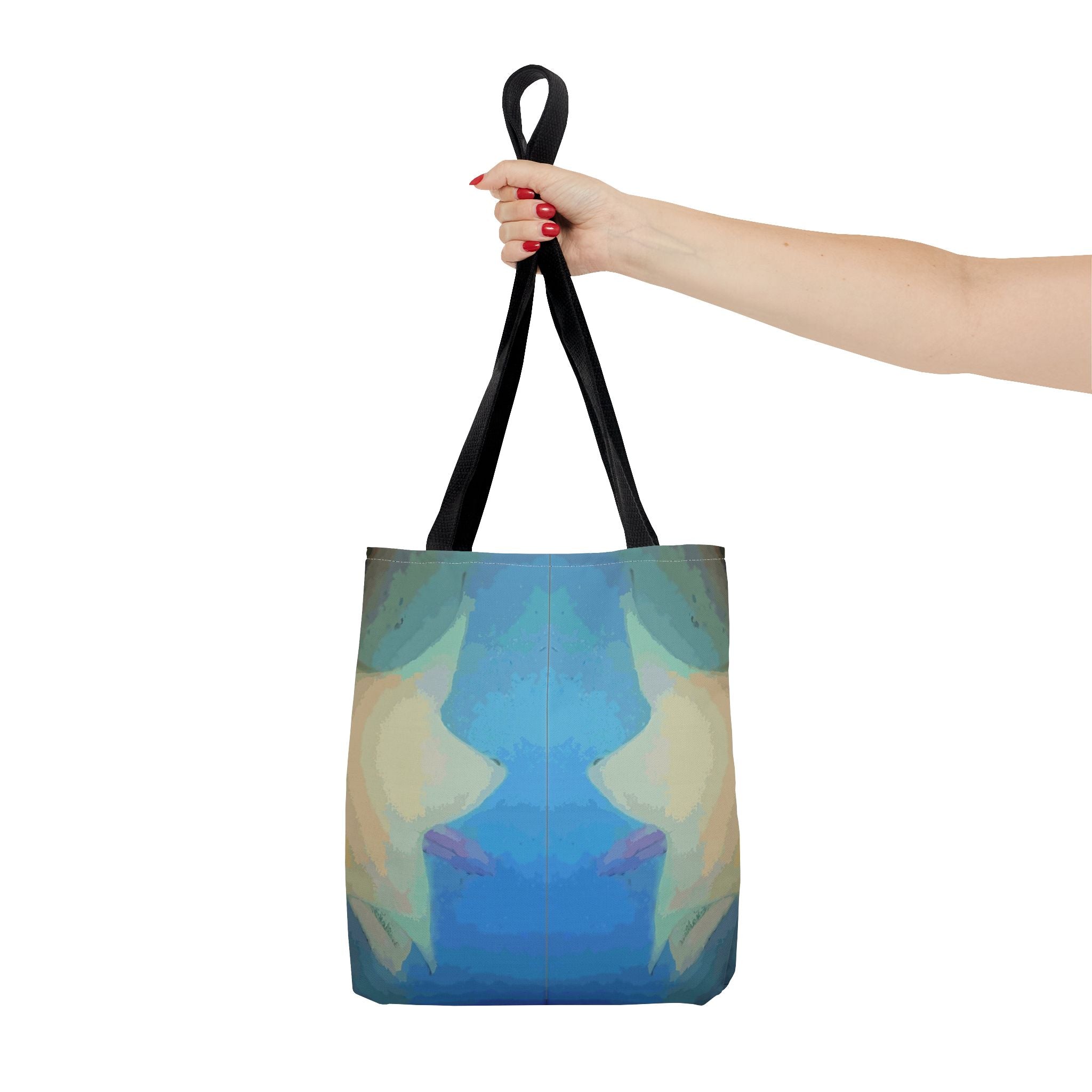 Abstract Blue Mirror Tote Bag – Artistic All-Over Print Beach & Everyday Tote