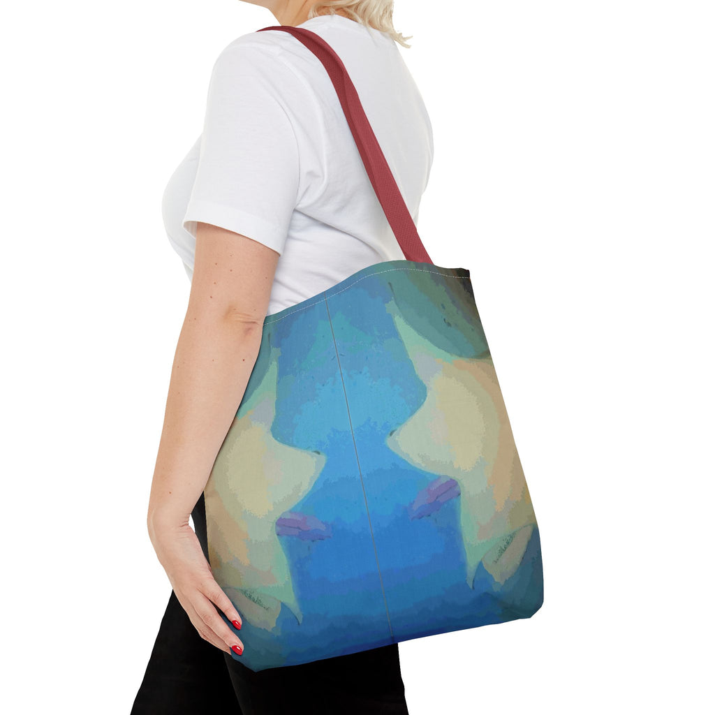 Abstract Blue Mirror Tote Bag – Artistic All-Over Print Beach & Everyday Tote