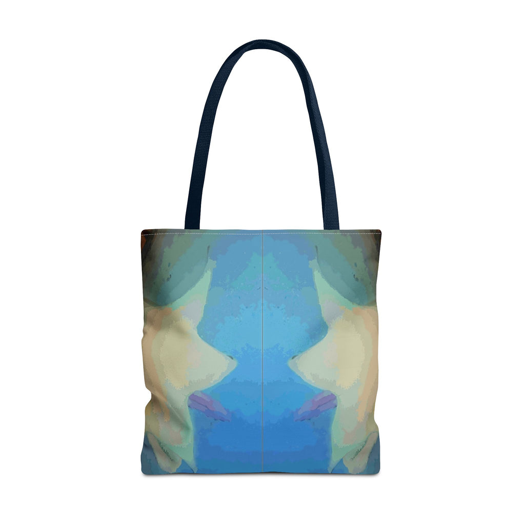 Abstract Blue Mirror Tote Bag – Artistic All-Over Print Beach & Everyday Tote