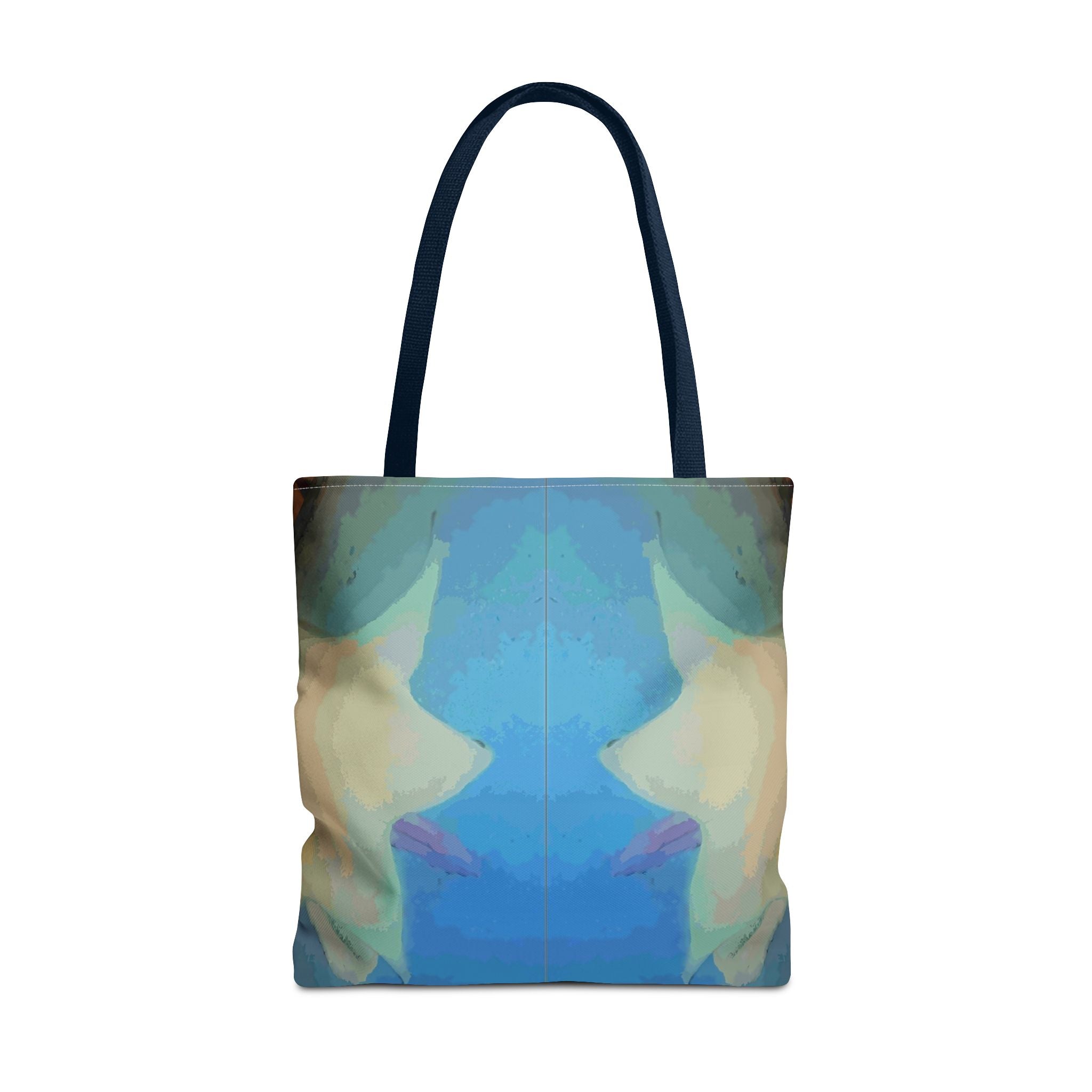 Abstract Blue Mirror Tote Bag – Artistic All-Over Print Beach & Everyday Tote