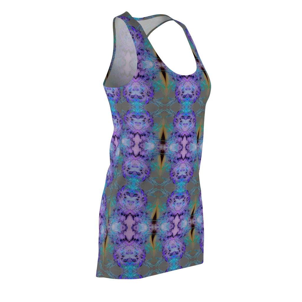 Kaleidoscope Floral Racerback Dress — Violet Blue All-Over Print