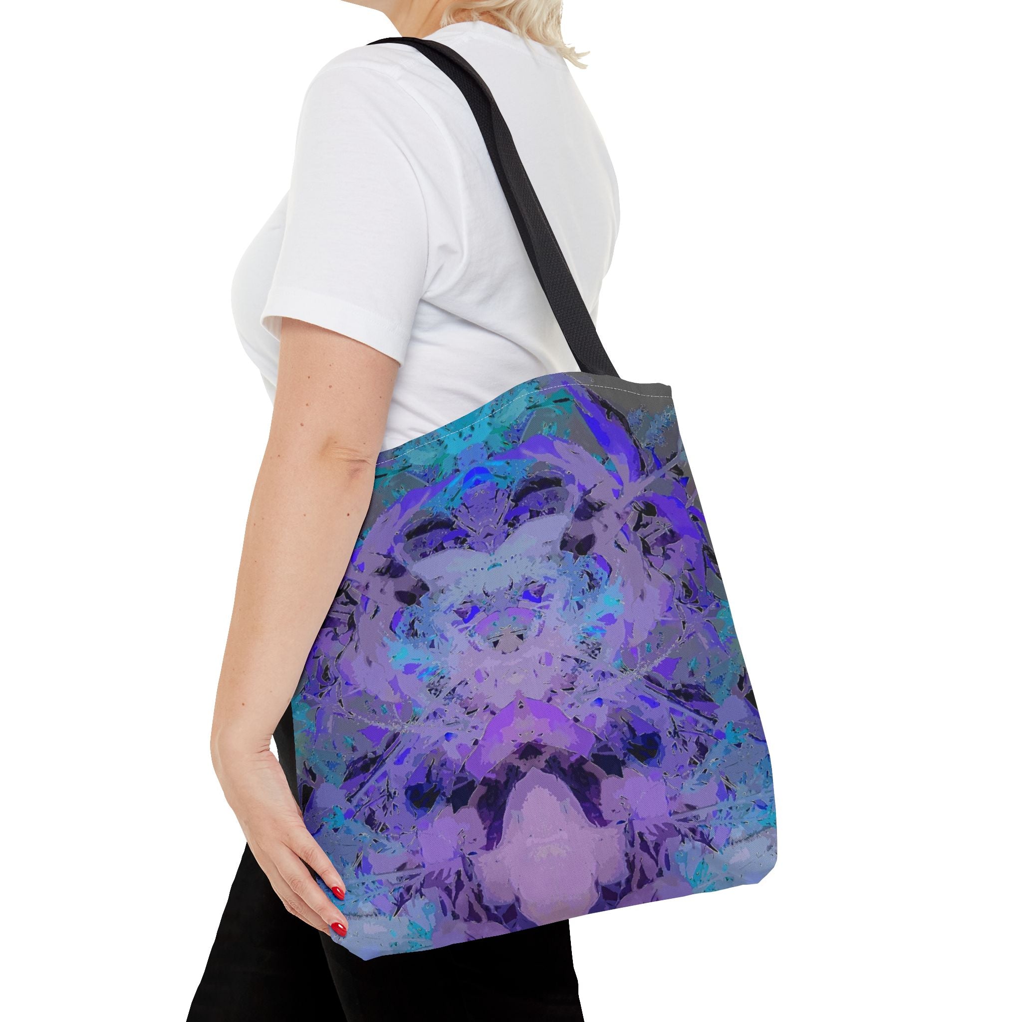 Abstract Purple Blue Mandala Tote Bag — Psychedelic Art AOP Carryall