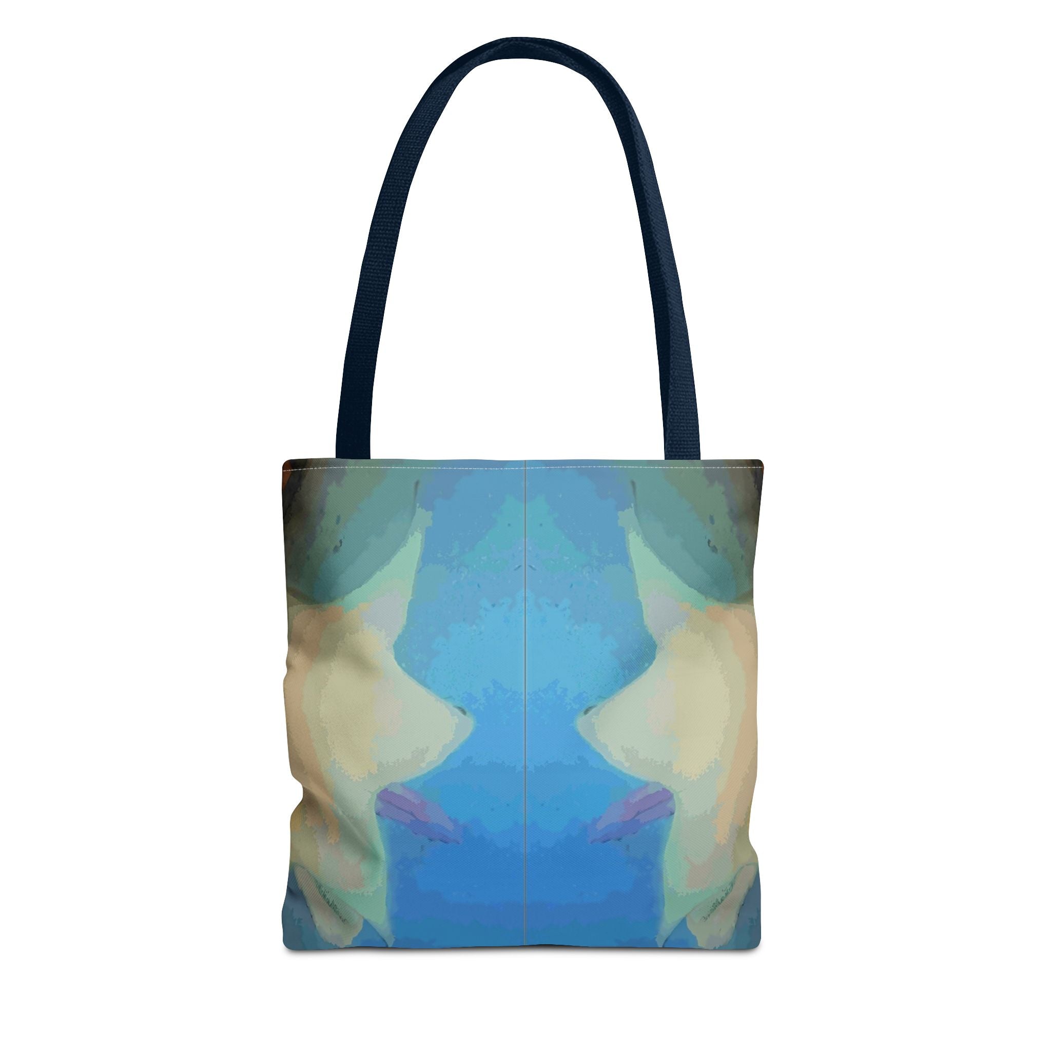 Abstract Blue Mirror Tote Bag – Artistic All-Over Print Beach & Everyday Tote