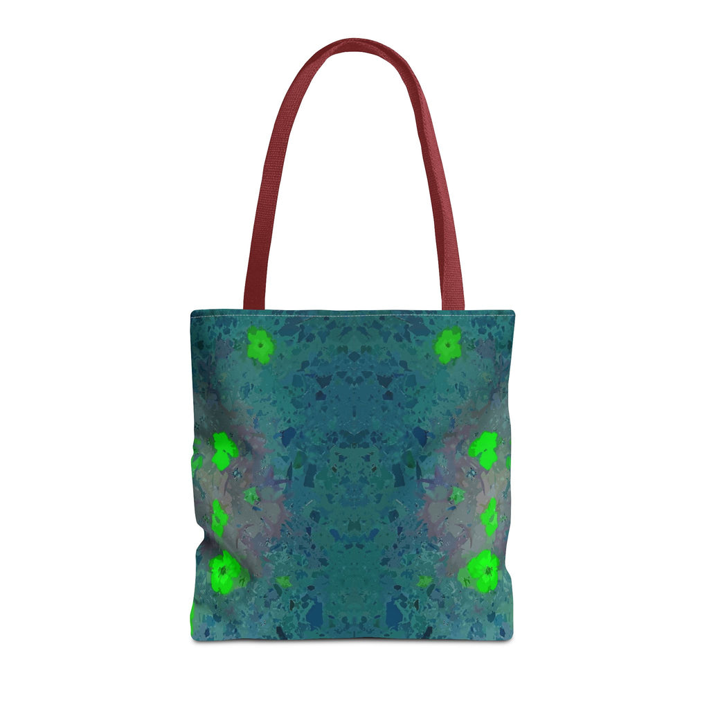 Teal Kaleidoscope Tote Bag — Abstract Green Floral All-Over Print
