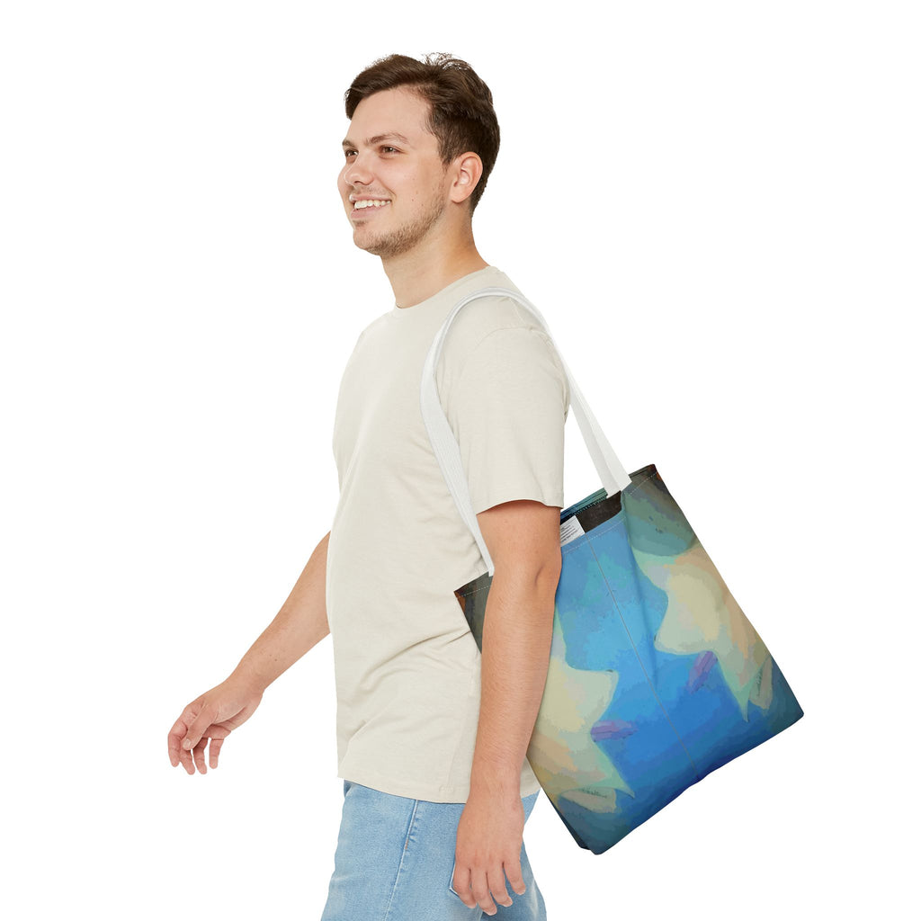 Abstract Blue Mirror Tote Bag – Artistic All-Over Print Beach & Everyday Tote