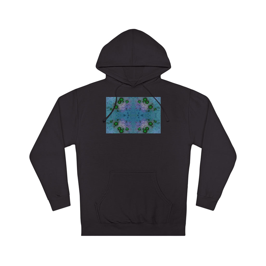 Kaleidoscope Floral Hoodie — Abstract Blue Green Pattern Pullover