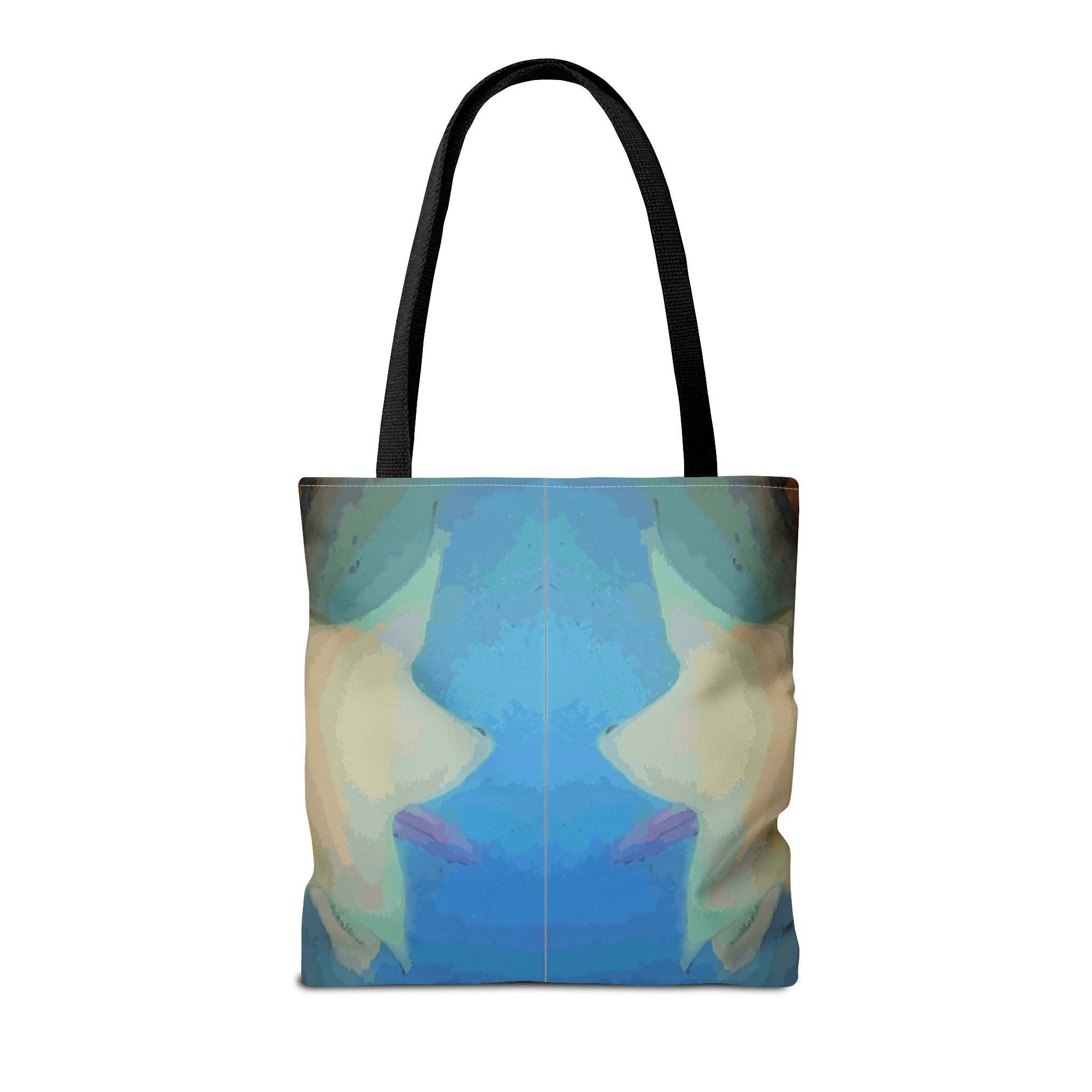 Abstract Blue Mirror Tote Bag – Artistic All-Over Print Beach & Everyday Tote