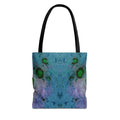 Abstract Blue-Green Art Tote Bag – All-Over Print Floral Kaleidoscope