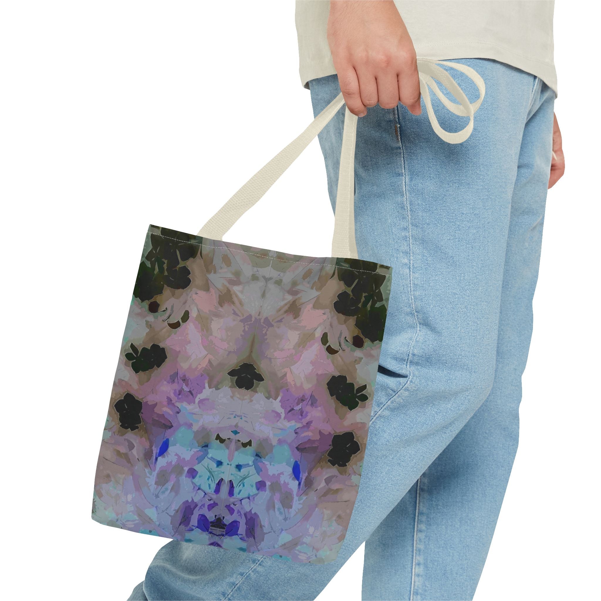Floral Watercolor Mirror-Print Tote Bag — Pastel Bloom All-Over Print