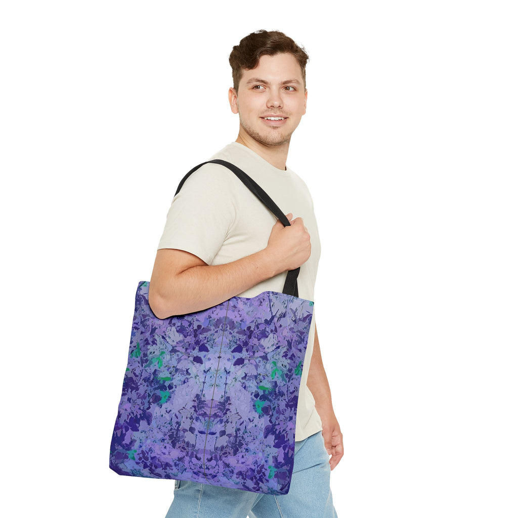 Purple Tie-Dye Tote Bag — Abstract Floral Pattern All-Over Print